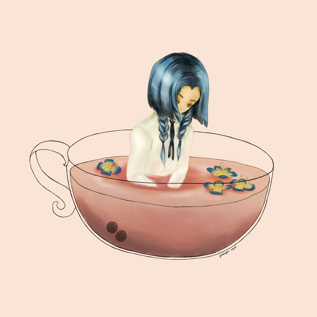 Girl bathing in poisonous tea mental health depression