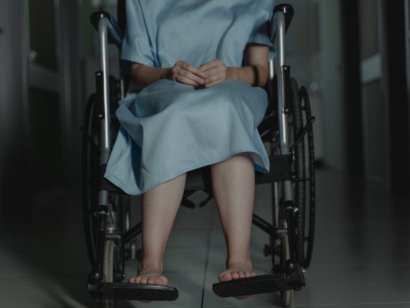 barefoot patient on a wheelchair